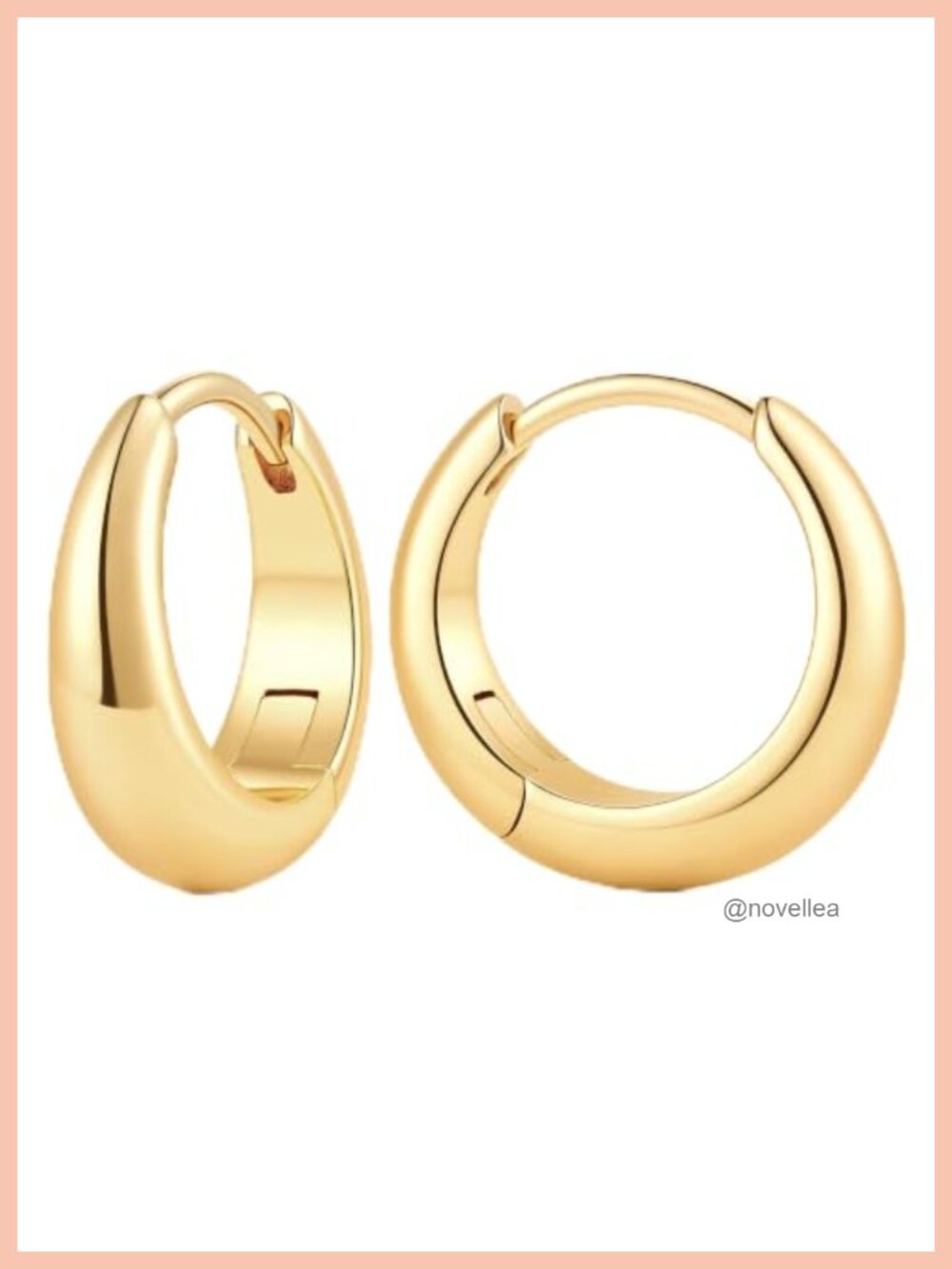 14K Gold Plated Chunky Hoop Earrings for Women Crescent Shape